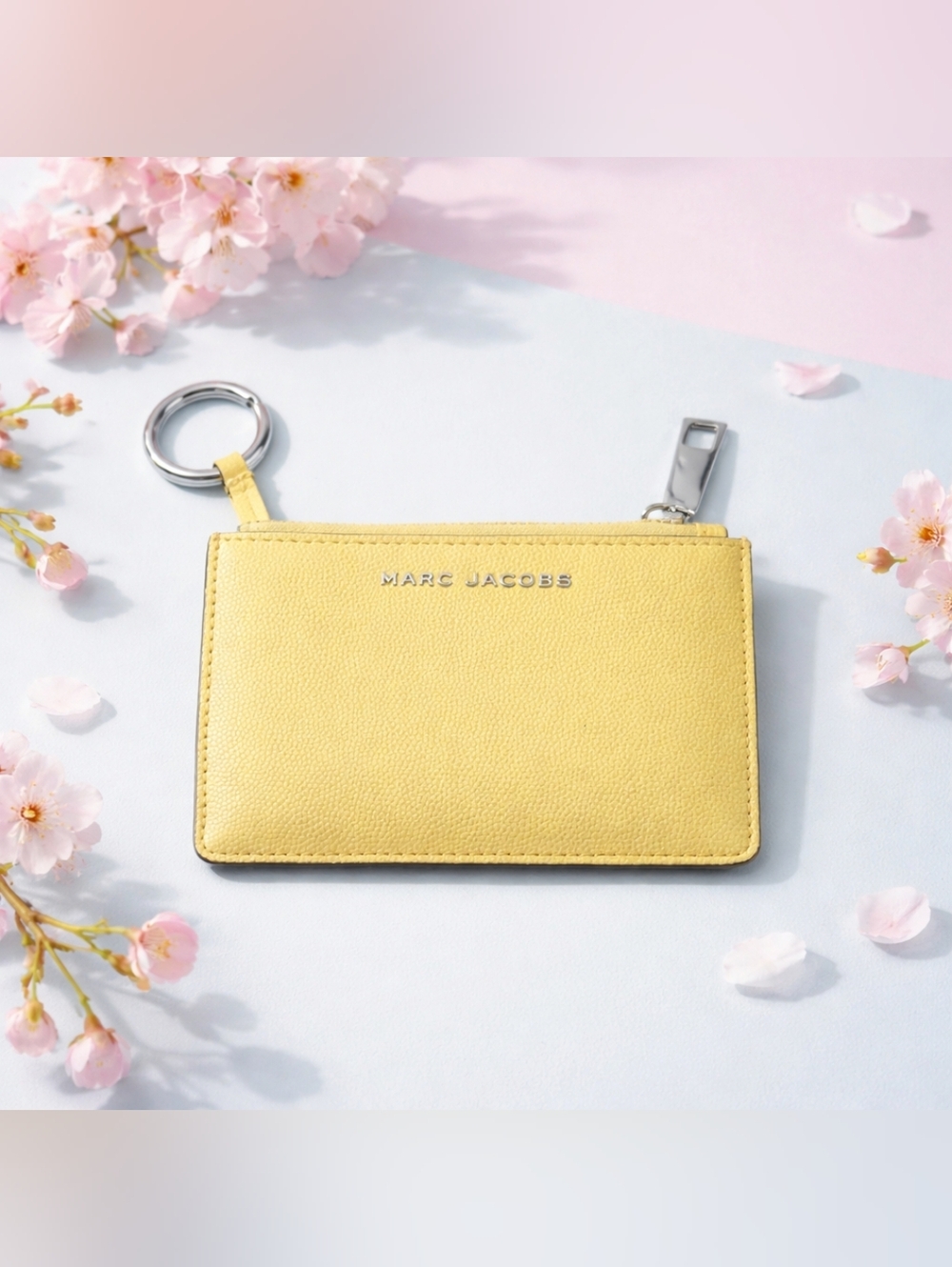 Marc Jacobs Lemon Yellow Leather Zip Key Card Holder